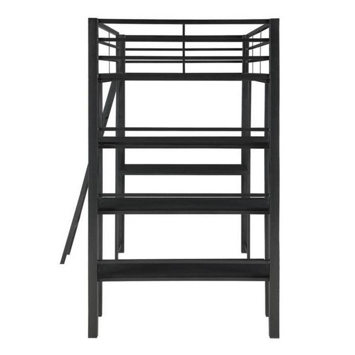Contemporary Style Twin Size Workstation Loft Bed with Built In Desk, Gray