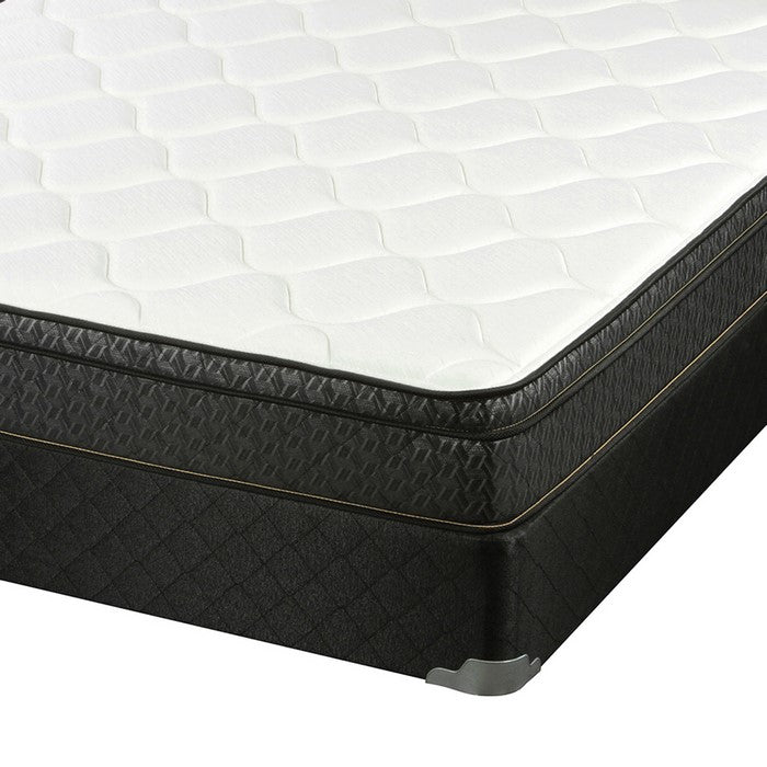 Twin Size Mattress with Patterned Fabric Upholstery, White and Black