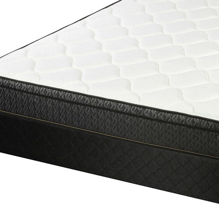 Twin Size Mattress with Patterned Fabric Upholstery, White and Black