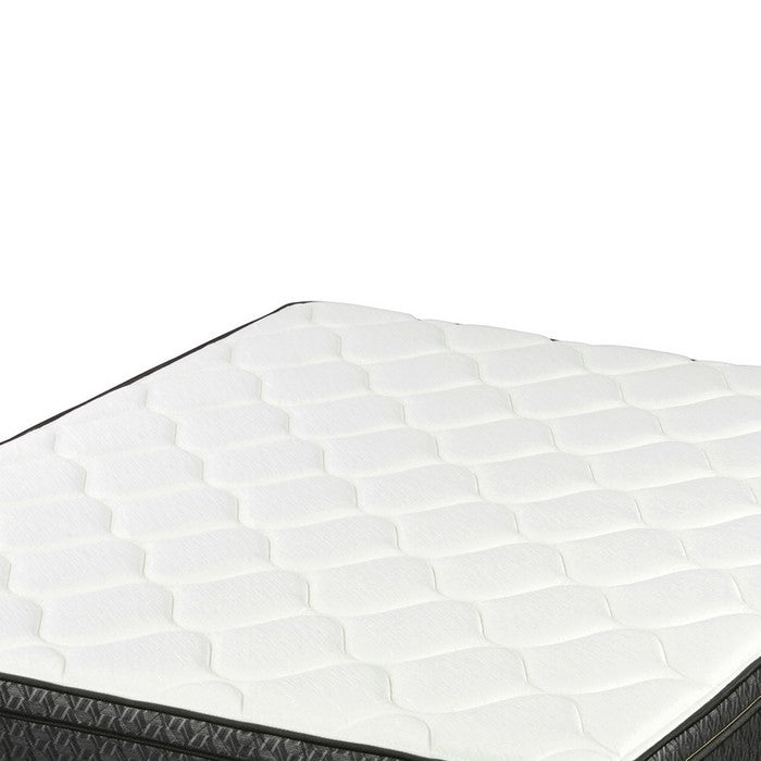 Twin Size Mattress with Patterned Fabric Upholstery, White and Black