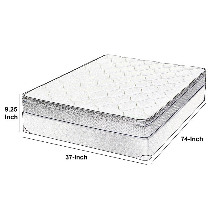 Twin Size Mattress with Patterned Fabric Upholstery, White and Black