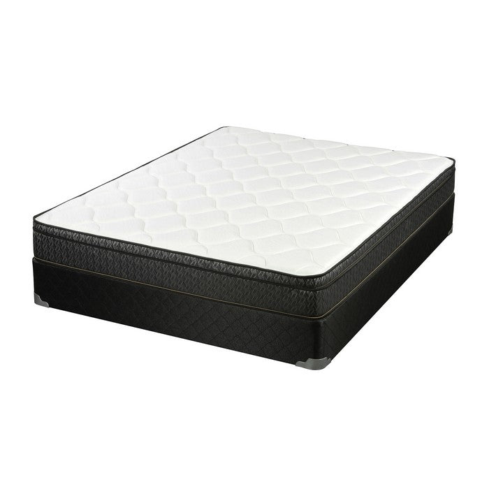Twin Size Mattress with Patterned Fabric Upholstery, White and Black