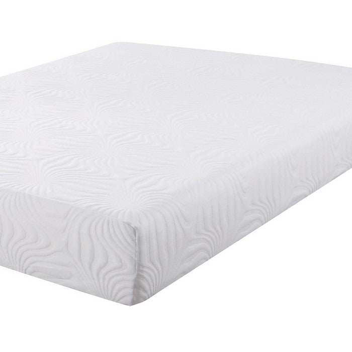 Twin Size Mattress with Patterned Fabric Upholstery, White
