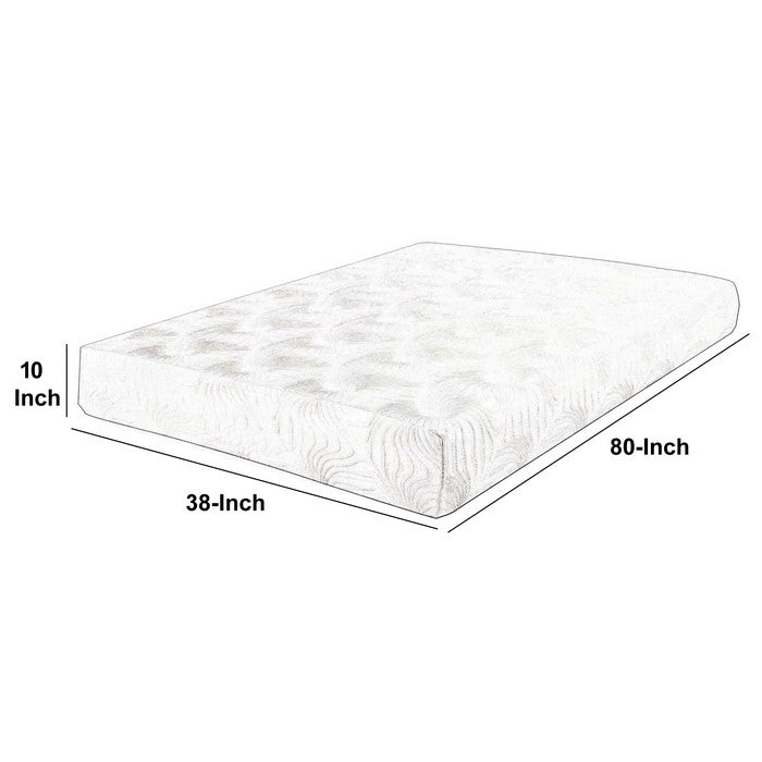 Twin Size Mattress with Patterned Fabric Upholstery, White