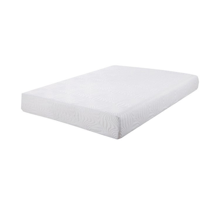 Twin Size Mattress with Patterned Fabric Upholstery, White