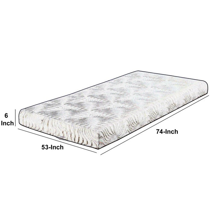 Twin Size Mattress with Patterned Fabric Upholstery, White