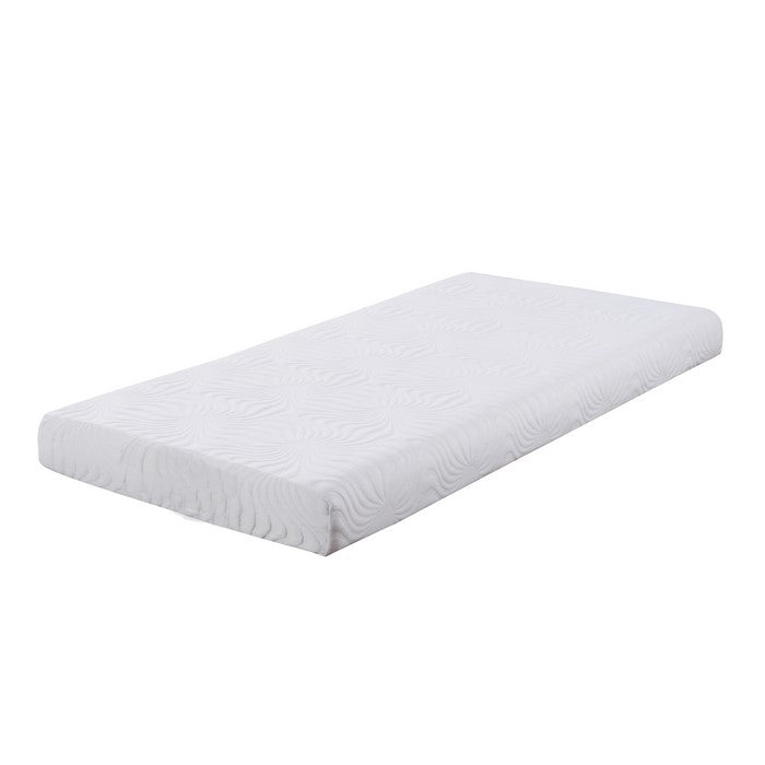 Twin Size Mattress with Patterned Fabric Upholstery, White