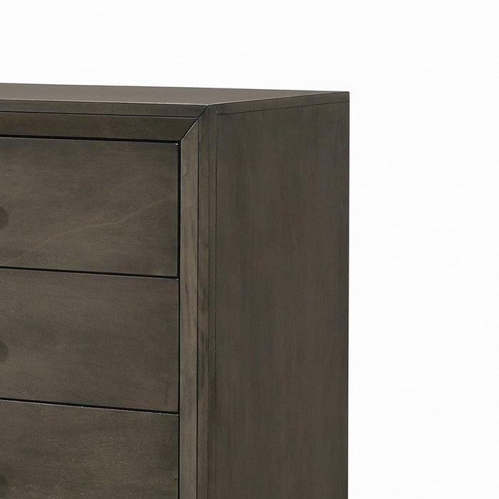 Transitional Style Wooden Chest with 5 Spacious Drawers, Gray