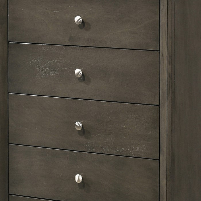 Transitional Style Wooden Chest with 5 Spacious Drawers, Gray