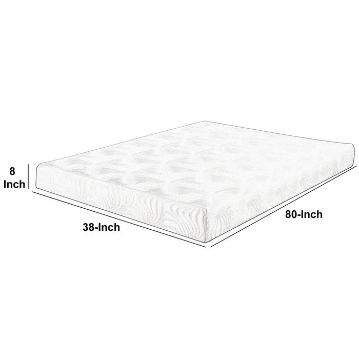 Twin XL Size Mattress with Patterned Fabric Upholstery, White