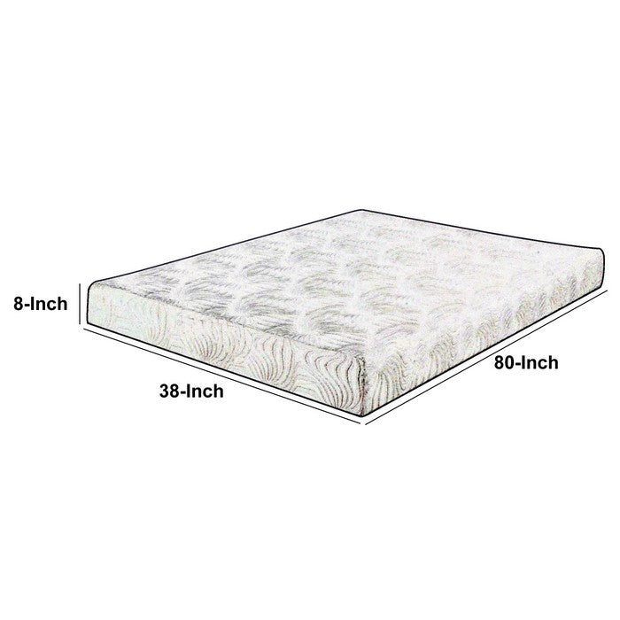 Twin Size Mattress with Patterned Fabric Upholstery, White