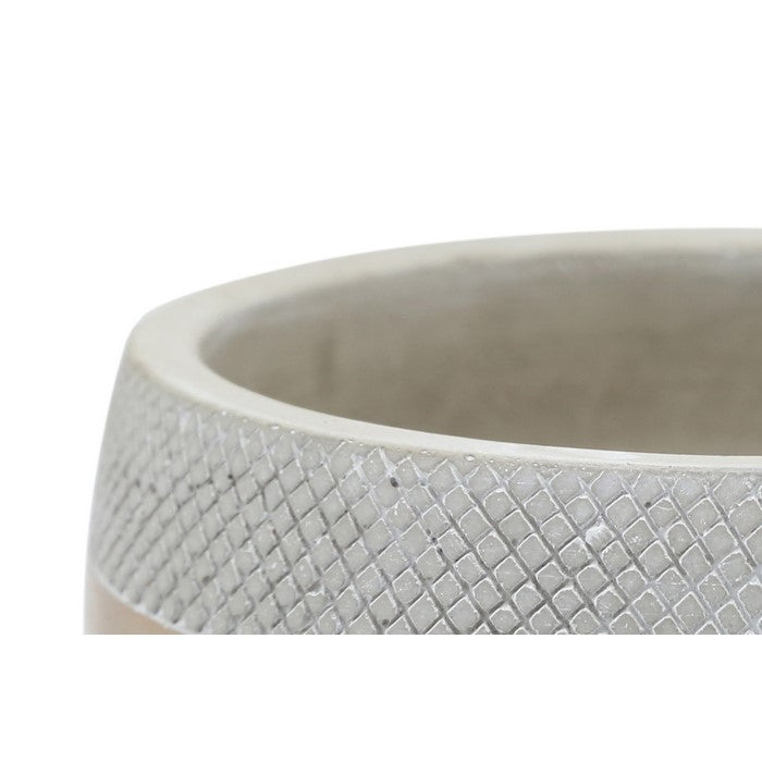 Wide Open Cement Pot with Criss Cross Top and Golden Base,Silver and Gold