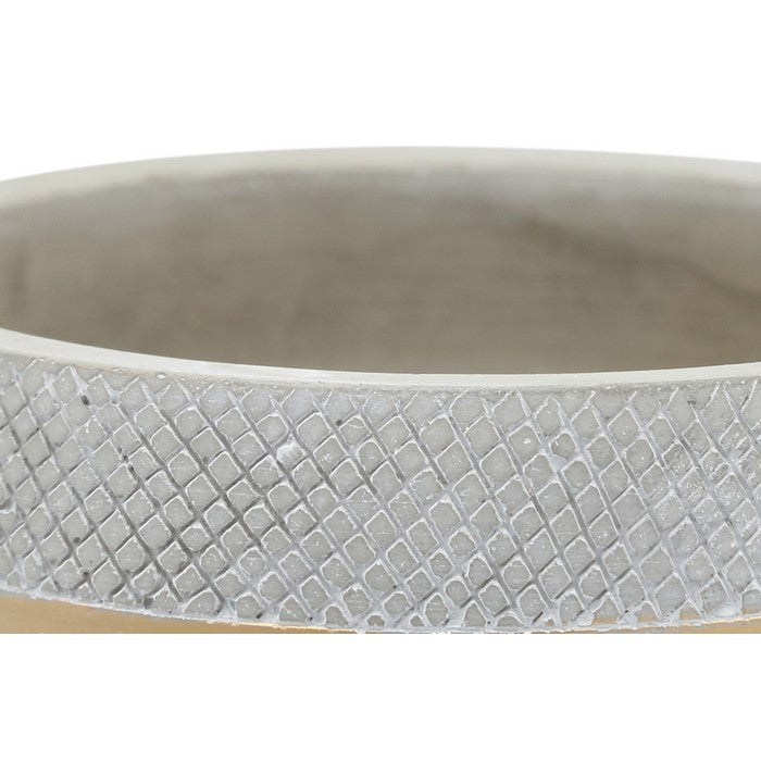 Wide Open Cement Pot with Criss Cross Top and Golden Base,Silver and Gold
