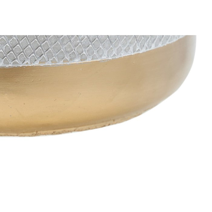 Wide Open Cement Pot with Criss Cross Top and Golden Base,Silver and Gold