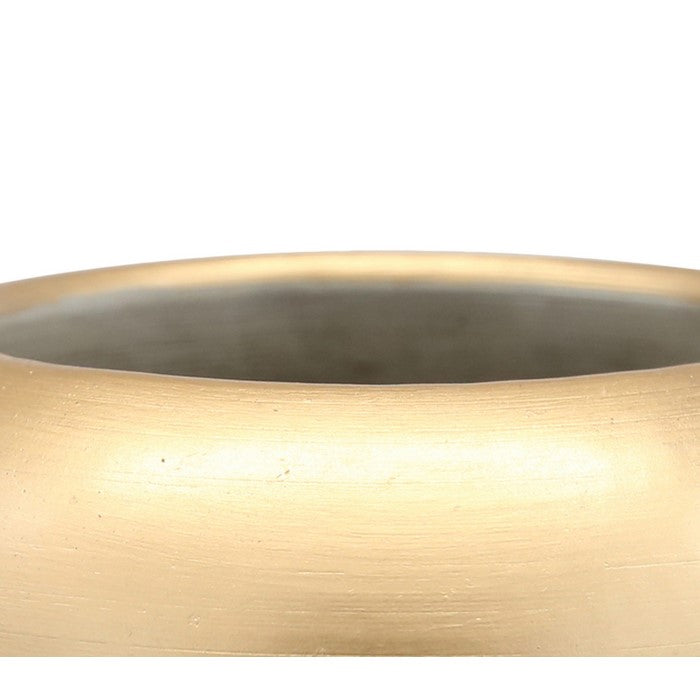 Cement Pot with Golden Top and Brushed Silver Body, Large, Silver and Gold