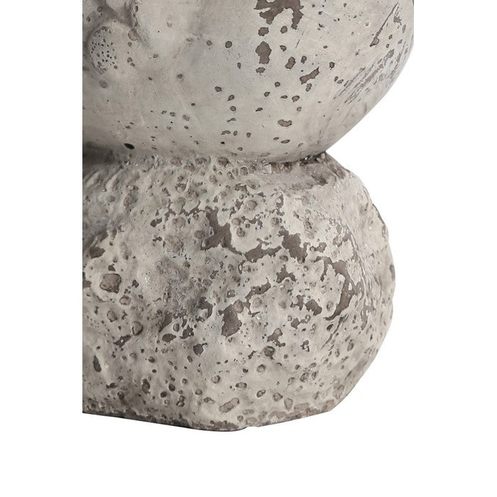 Cement Bird Figurine Sitting on a Hollow Rock, Small, Distressed Gray