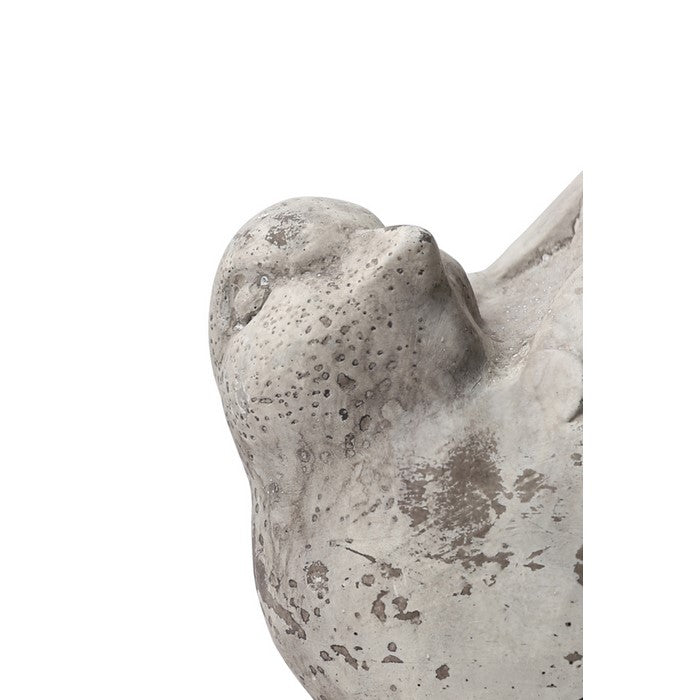 Cement Bird Figurine in Upright Position with Hollow Base, Large, Gray