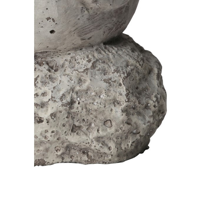 Cement Bird Figurine in Upright Position with Hollow Base, Large, Gray