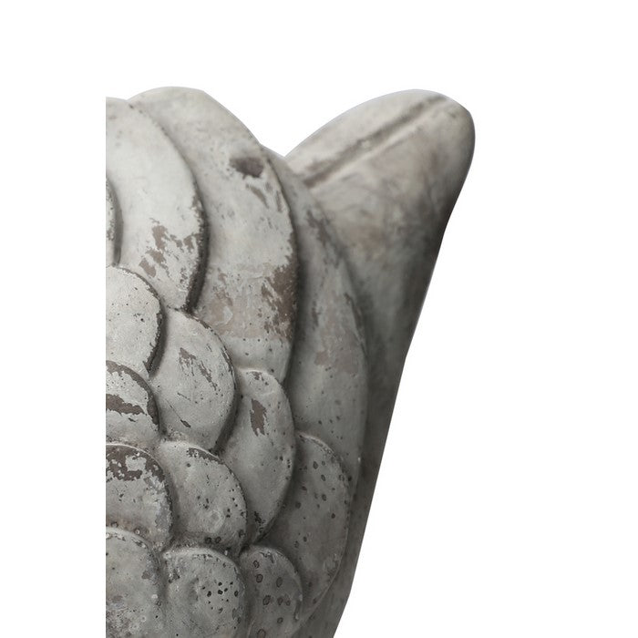 Cement Bird Figurine in Upright Position with Hollow Base, Small, Gray