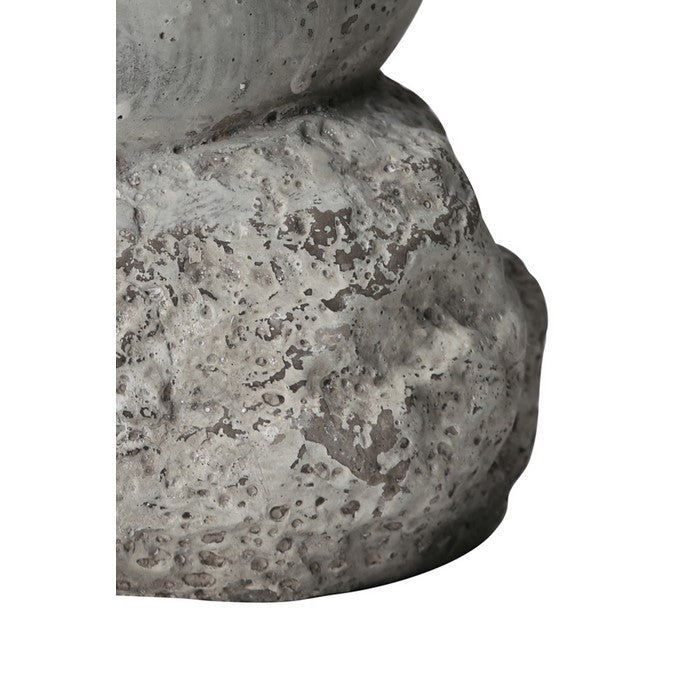 Cement Bird Figurine in Upright Position with Hollow Base, Small, Gray