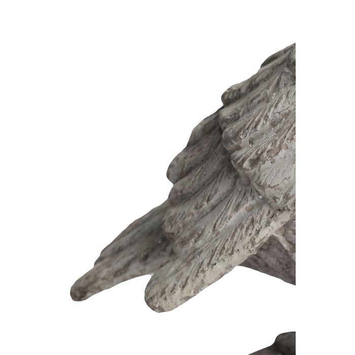 Right Looking Cement Bird Figurine Standing on Flat Base, Distressed Gray
