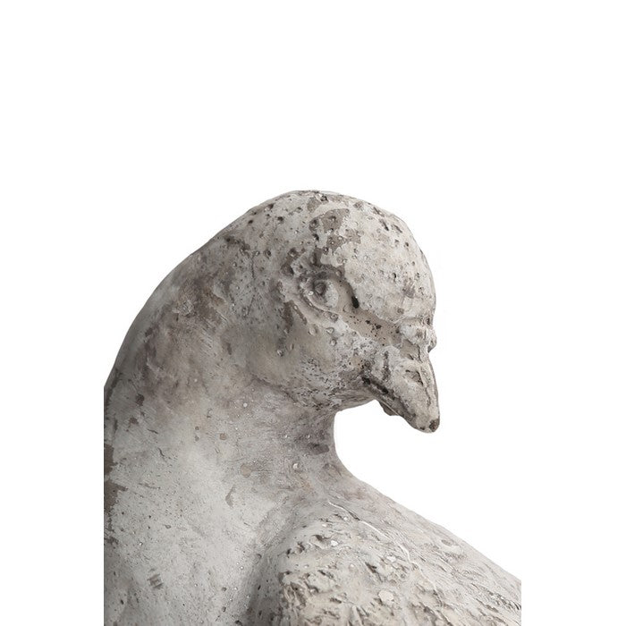 Downright Looking Cement Bird Figurine Standing on Flat Base, Gray
