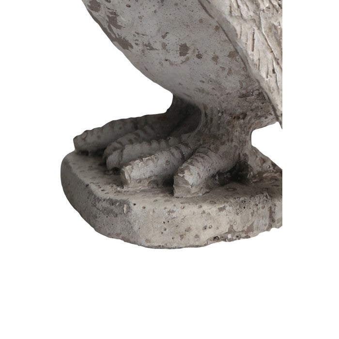 Downright Looking Cement Bird Figurine Standing on Flat Base, Gray