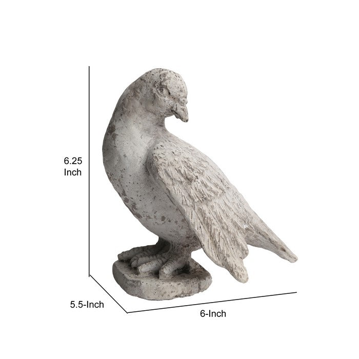 Downright Looking Cement Bird Figurine Standing on Flat Base, Gray