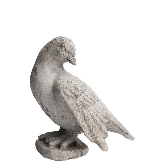 Downright Looking Cement Bird Figurine Standing on Flat Base, Gray