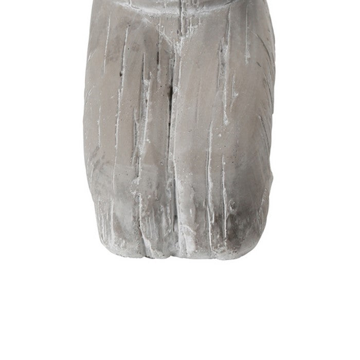 Kneeled Cement Buddha Figurine Meditating in Anjali Mudra Position, Gray