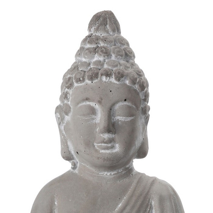 Cement Buddha Figurine Meditating in Varada Mudra Position, Gray