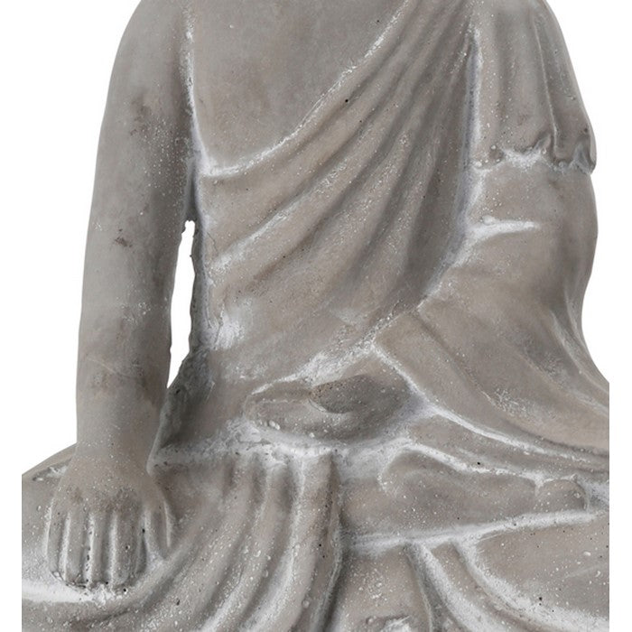 Cement Buddha Figurine Meditating in Varada Mudra Position, Gray