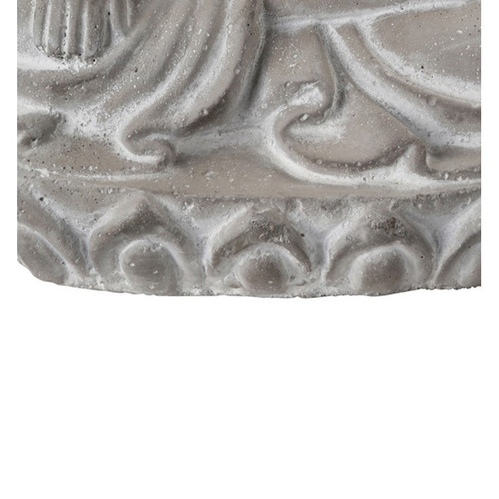Cement Buddha Figurine Meditating in Varada Mudra Position, Gray