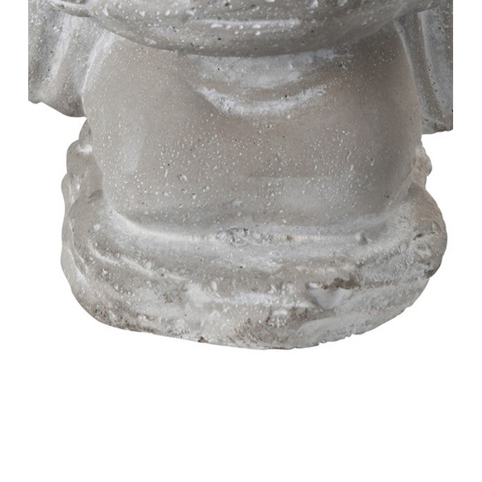 Kneeled Cement Buddha Figurine with Front Candle Holder, Gray