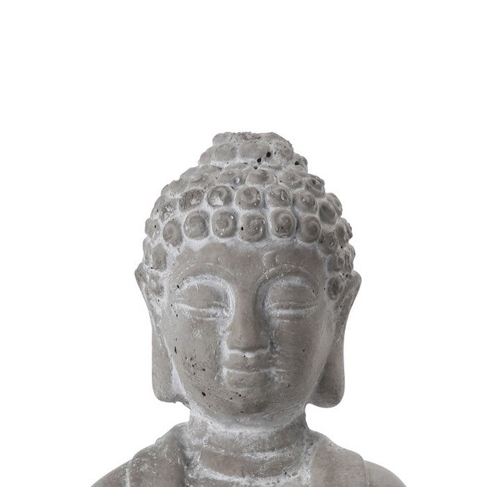 Anjali Mudra Position Buddha Figurine with Front Candle Holder, Gray
