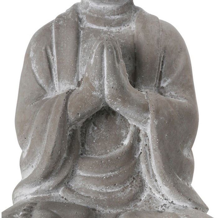 Anjali Mudra Position Buddha Figurine with Front Candle Holder, Gray