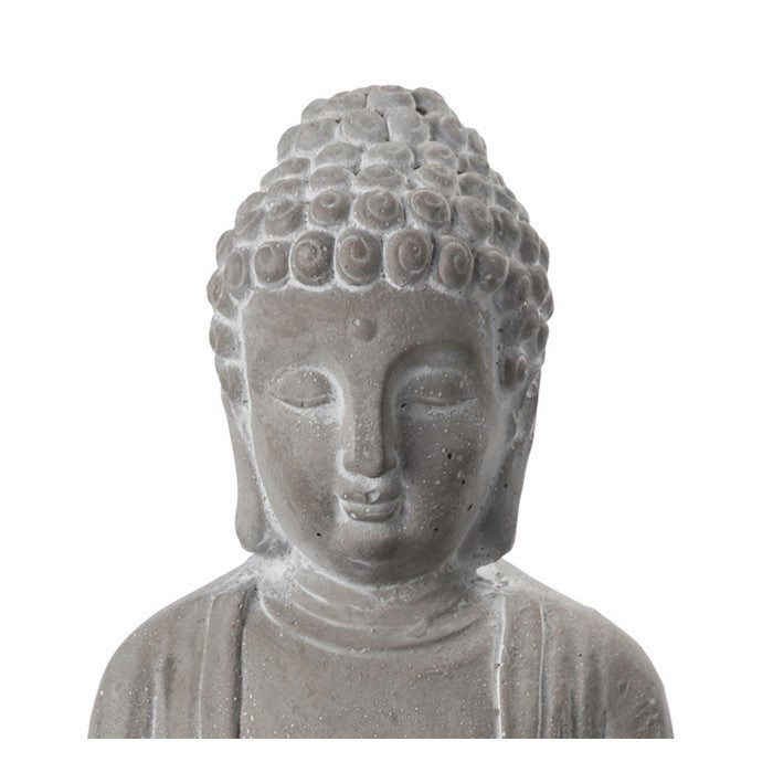 Dhyana Mudra Position Buddha Figurine with Front Candle Holder, Gray