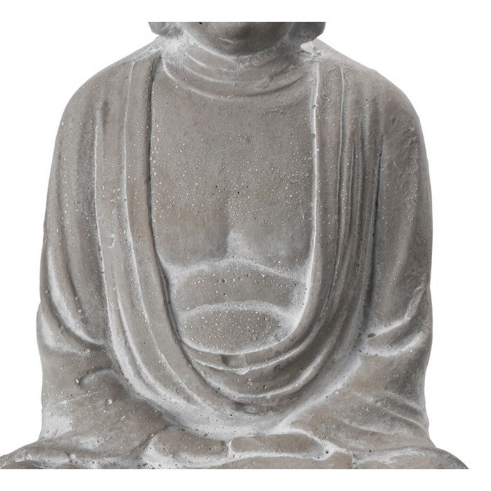 Dhyana Mudra Position Buddha Figurine with Front Candle Holder, Gray