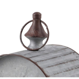 Arched Roof Metal Bird House with Ring Hanger, Weathered Gray