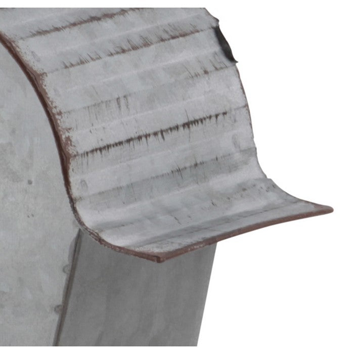 Arched Roof Metal Bird House with Ring Hanger, Weathered Gray