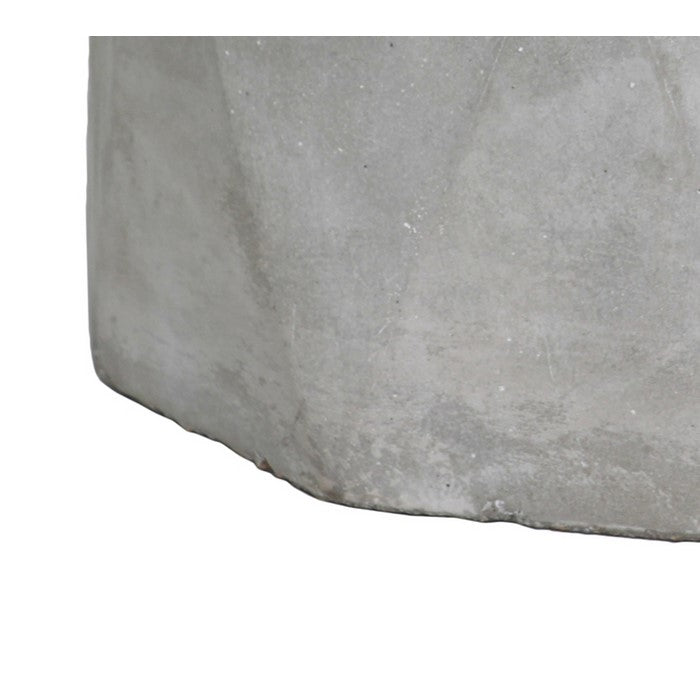 Cement Flower Pot with Diamond Pattern Body and Octagonal Top, Small, Gray