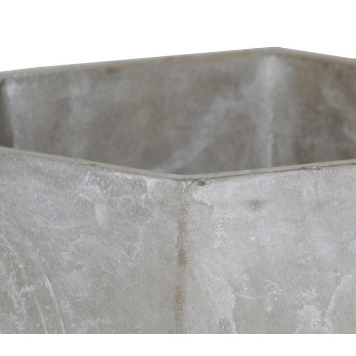 Cement Flower Pot with Pentagonal Body and Hexagonal Top, Gray