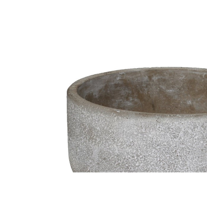 Low Height Cement Flower Pot with Rough Concrete Design, Set of 2, Gray