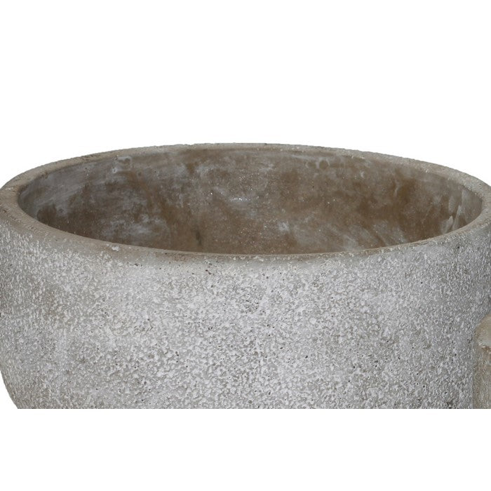 Low Height Cement Flower Pot with Rough Concrete Design, Set of 2, Gray