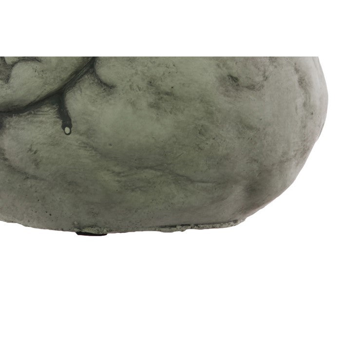 Cement Sitting Bird Figurine with Upward Faced Head and Open Beak, Gray