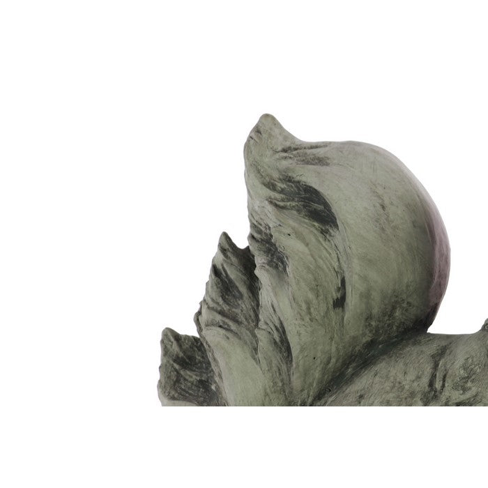 Cement Squirrel Figurine with Side Facing head and Crossed Hands, Gray