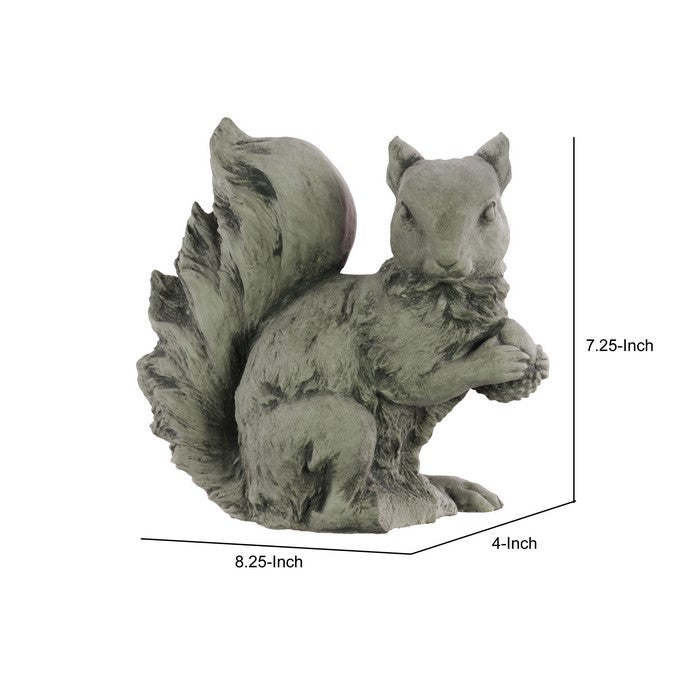 Cement Squirrel Figurine with Side Facing head and Crossed Hands, Gray