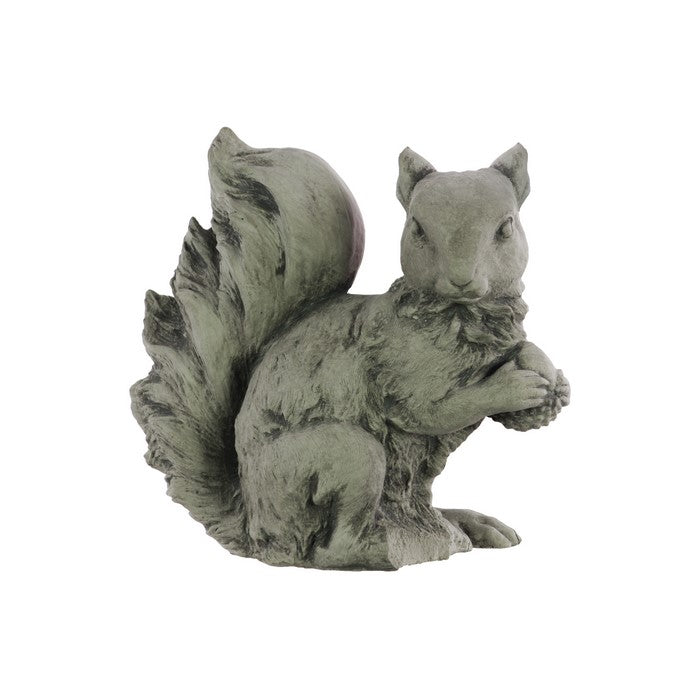 Cement Squirrel Figurine with Side Facing head and Crossed Hands, Gray