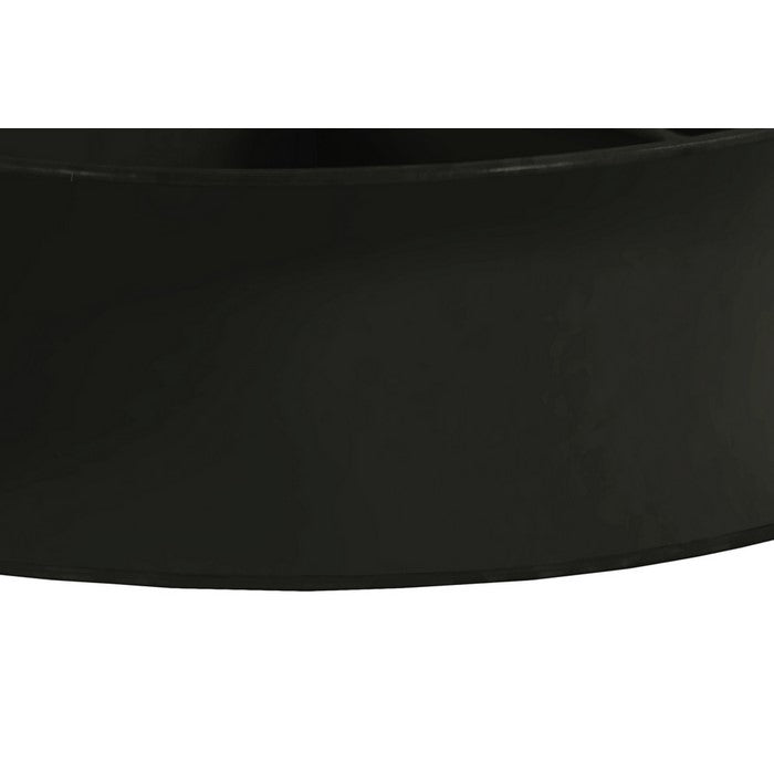 Round Metal Basket with 4 Slot Storage Space and Wooden Handle, Black