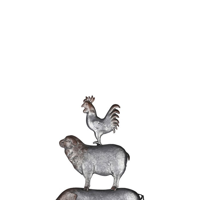 Metal 4 Stacked Animal Accent Decor with Stable Base, Gray